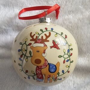 Festive Light Up Reindeer Holiday Ornament - Cream